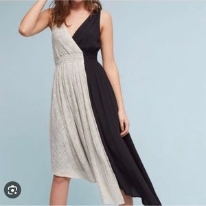 Anthropologie Maeve Black and Cream Asymmetrical hem Dress in XS